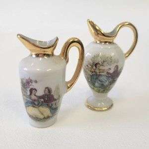 Limoges France Courting Couple Miniature Water Pitchers Vintage French Decor